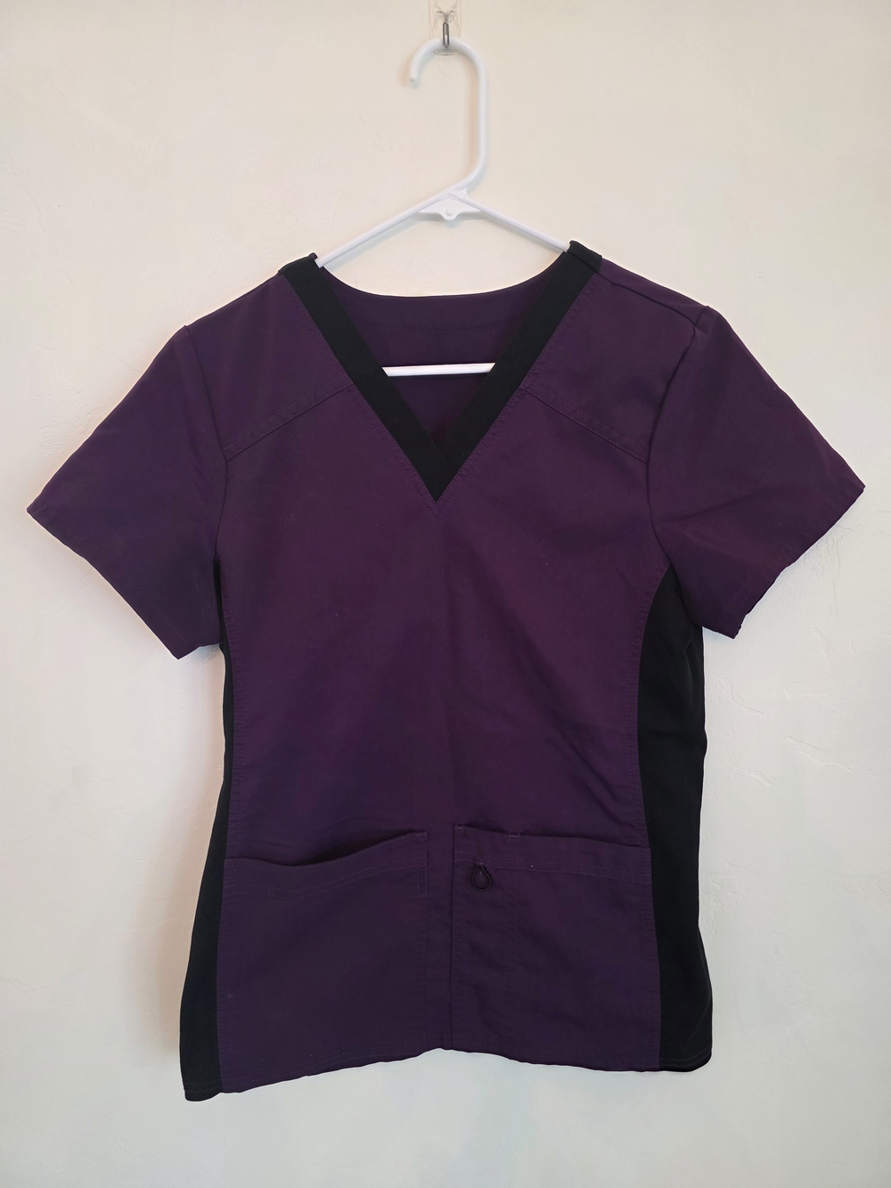 Scrubstar Women's V-Neck Scrub Top in Plum with Black Pant Set
